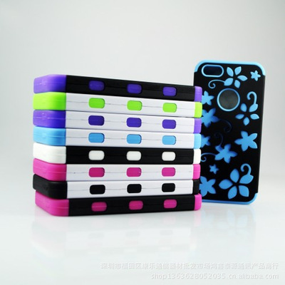 iPhone5硅膠彩繪糖果色夏威夷花圖保護套 防滑防摔，繽紛一夏
